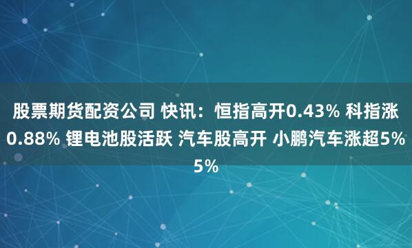 股票期货配资公司 快讯：恒指高开0.43% 科指涨0.88% 锂电池股活跃 汽车股高开 小鹏汽车涨超5%