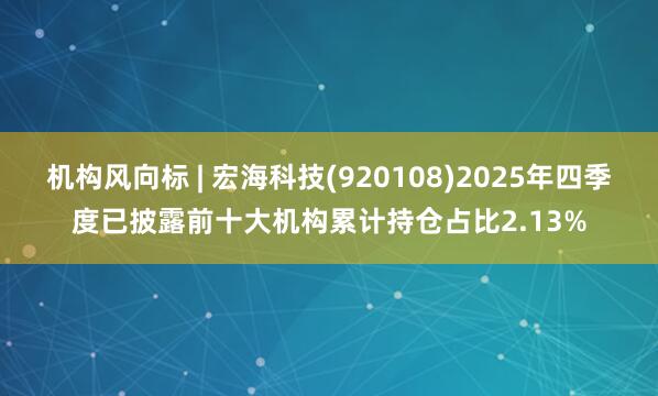 机构风向标 | 宏海科技(920108)2025年四季度已披露前十大机构累计持仓占比2.13%